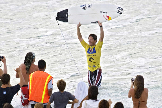 Andy Irons: celebrating a tasty victory at the 2019 Pipe Masters