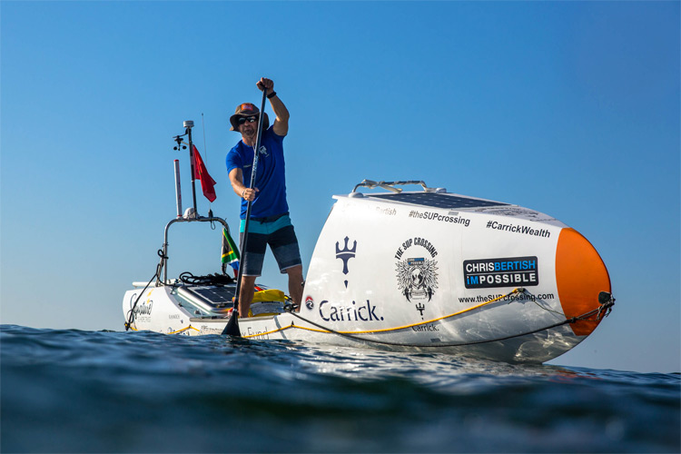 Chris Bertish: his SUP craft will help him cross the Atlantic Ocean: Photo: The SUP Crossing