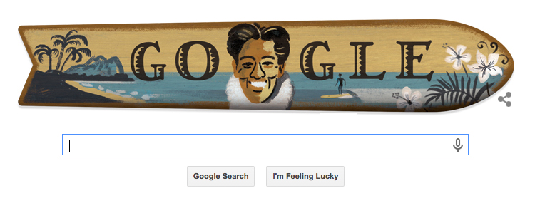 Duke Kahanamoku: the star of Google Doodle