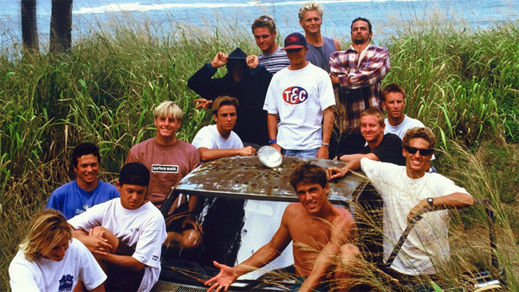 Momentum Generation: Kelly Slater, Shane Dorian, Rob Machado, Kalani Robb, Ross Williams, Benji Weatherley, Taylor Knox, Todd Chesser, Pat O'Connell, and Taylor Steele​​ were some of the members of this legendary surf crew | Photo: Momentum Generation