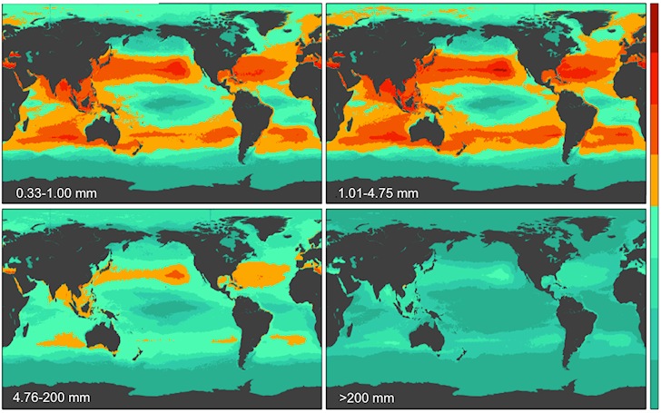Plastic soup: check the global count density in four size classes | Illustration: 5 Gyres