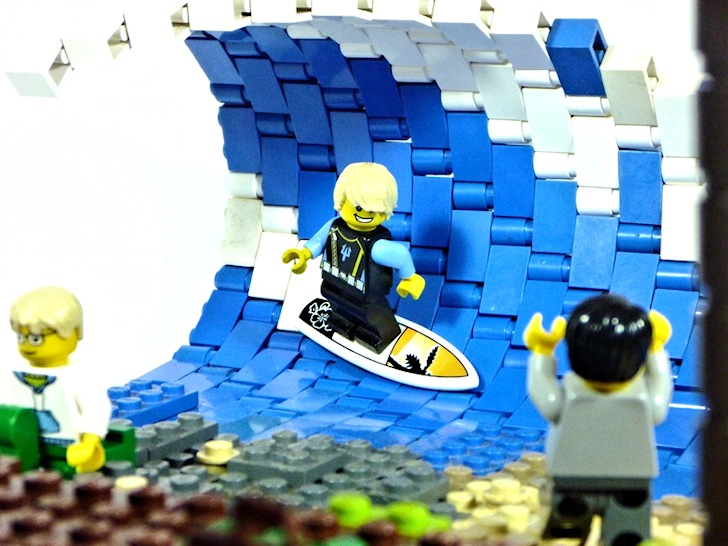 Surfing in Legoland: the bricks are pumping six-foot waves, dude