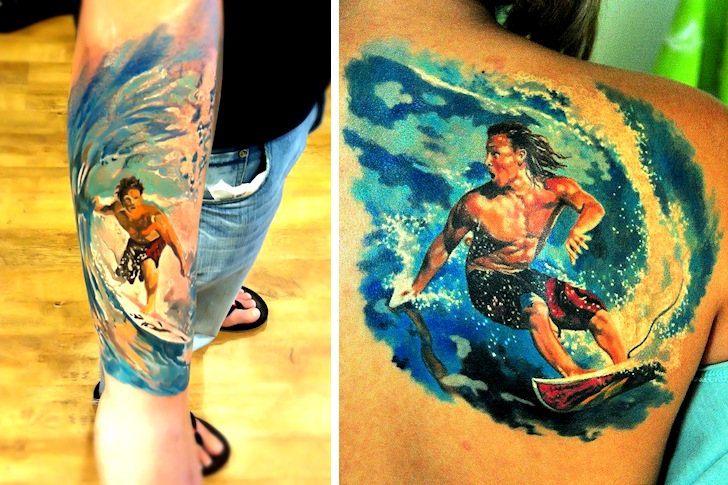 Surf tattoos: it took ages to imitate Claude Monet