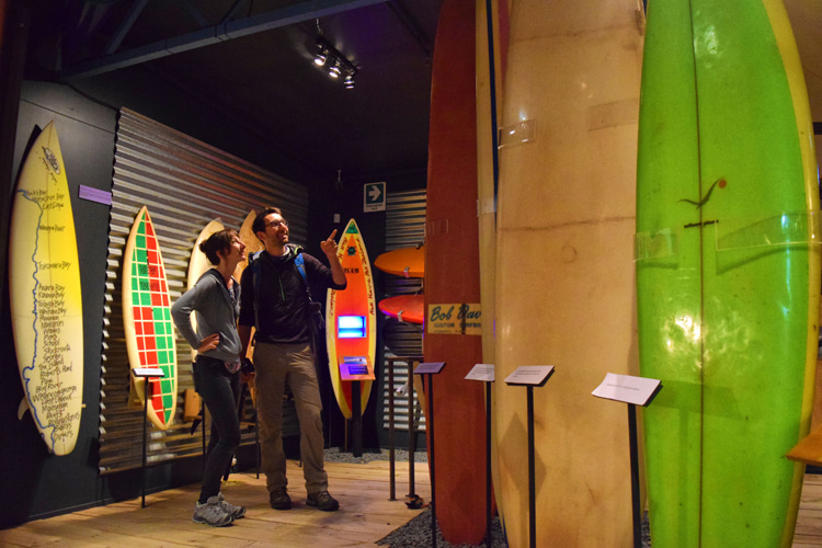 Tairawhiti Museum's Te Moana Maritime Gallery: the space features a collection of vintage surfboards | Photo: Tairawhiti Museum