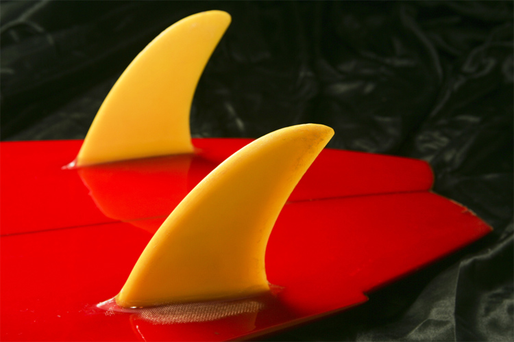 The Twin Fin Setup: two side fins attached to the surfboard