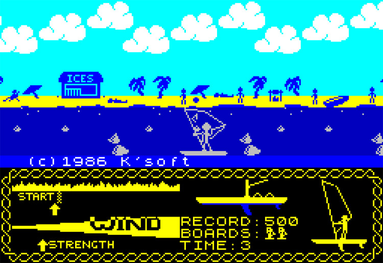 Wind Surfer: a windsurfing game in 48K mode