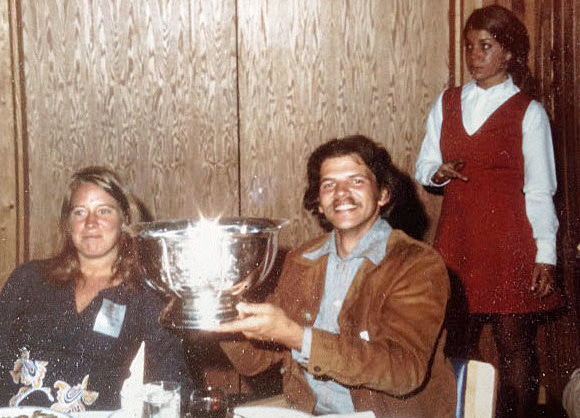1975 NASTAR Coordinator of the Year trophy presentation at Keystone Resort. Left-to-right: Barbara Wolfe (girlfriend) and the author | Photo: Bruce Schaefer