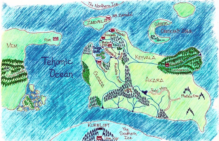 Map of Yophea: Gabriel Dantes created a fantasy world for his book | Illustration: Dantes