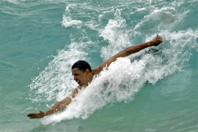 Barack Obama is a surfing celebrity