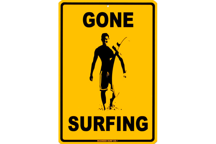 Gone Surfing Tin Sign