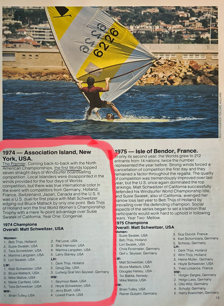 1982 Windsurfer Class Yearbook: news and results of the inaugural 1974 Windsurfer World Championship