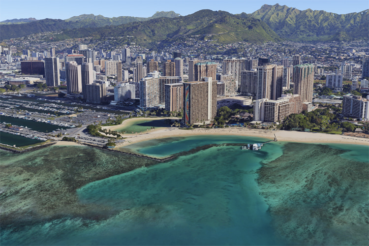 Ala Moana Bowls: one of Honolulu's most popular surf breaks