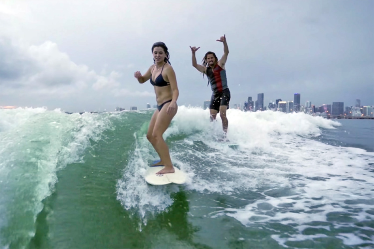 Anastasia Ashley and Austin Keen: wakesurfing in Miami