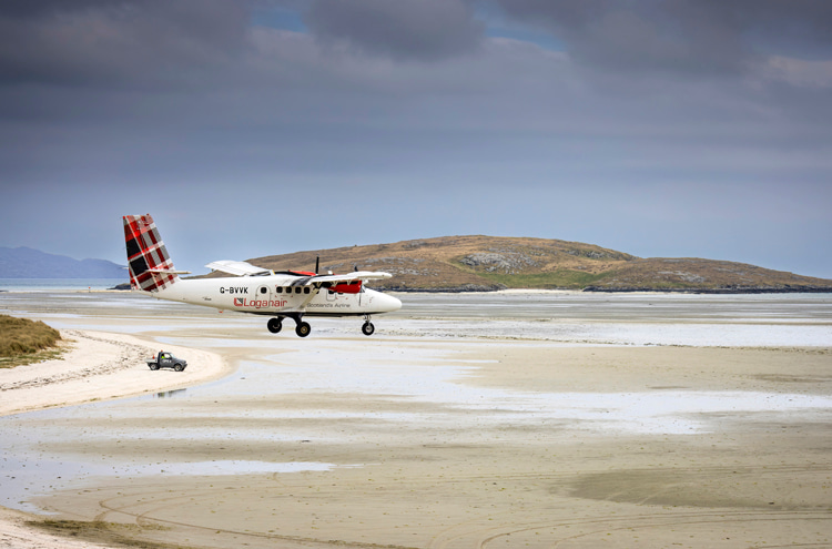 Barra Airport: the only connection between the Isle of Barra and mainland Scotland operates two flights to and from Glasgow | Photo: HIAL