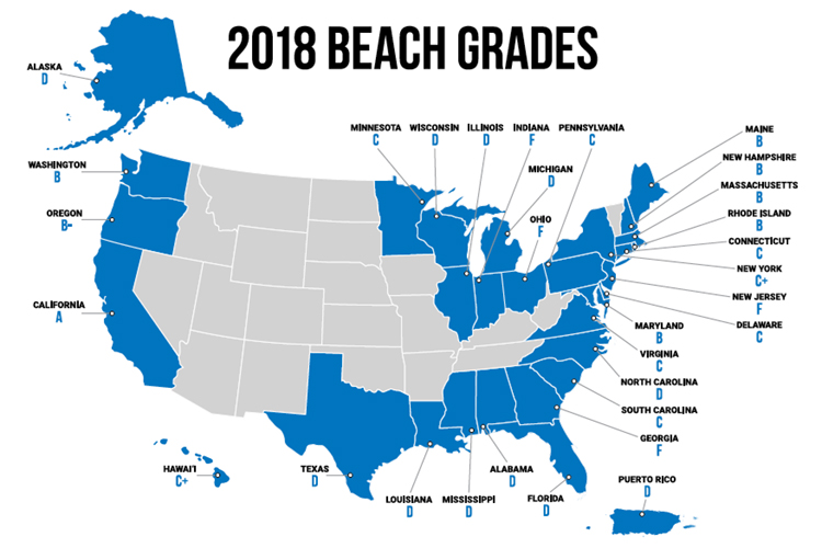 2018 State of the Beach Report Card: half of US coastal states fail to address sea level rise