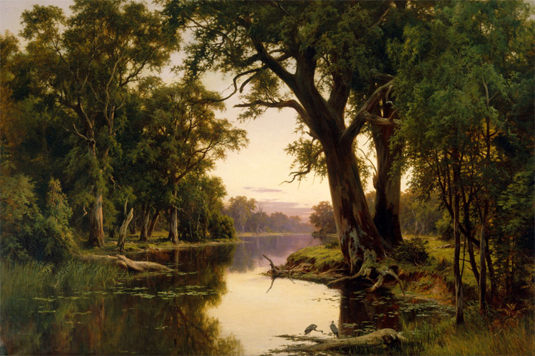 A Billabong of the Goulburn, Victoria: a 1884 painting by Henry James Johnstone | Painting: Henry James Johnstone/Creative Commons