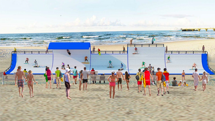 Brushboarding: a modular surfing simulator concept that can be extended indefinitely | Photo: Brushboarding.com