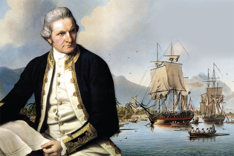 Captain James Cook (1728-1779): the British explorer and his sailing crew were the first to Westerners to document wave riding and surfing | Illustration: Creative Commons