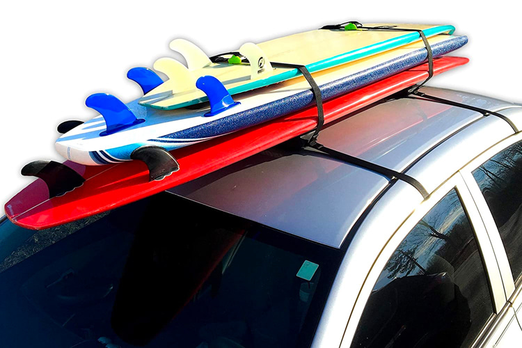 Surfboards: always strap them to your car with the deck facing down and fins facing up and in the front | Photo: BlockSurf