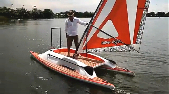 Catamaran Windsurfer: a rideable prototype