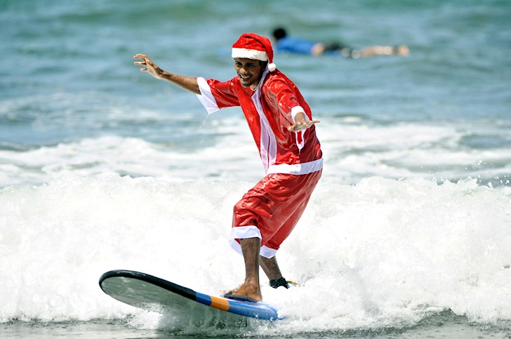 Santa Claus: he got himself a new surfboard
