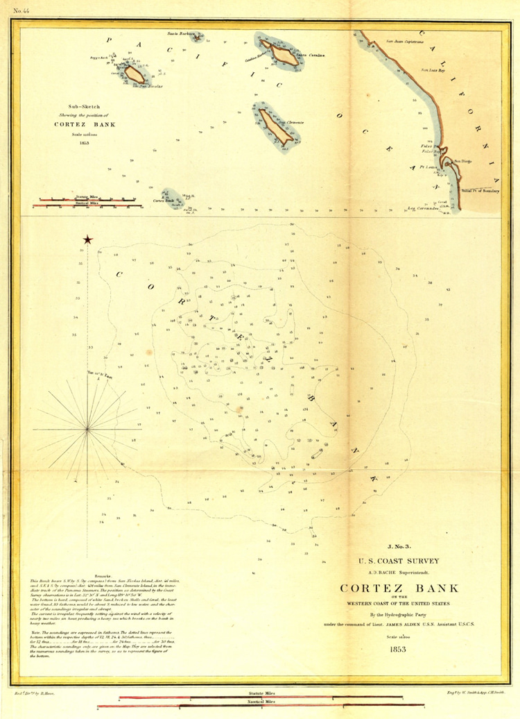The Cortez Bank (1853): the US Coast Survey map of the underwater seamount