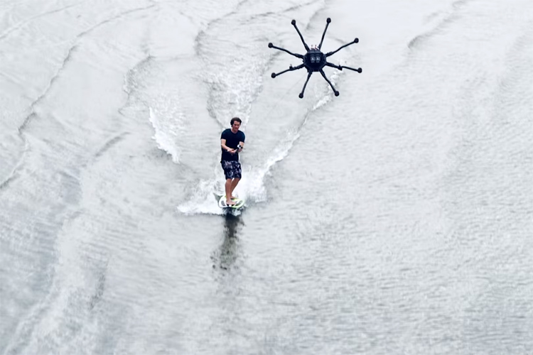 Drone surfing: Henning Sandstrom rides a $17,500 octocopter