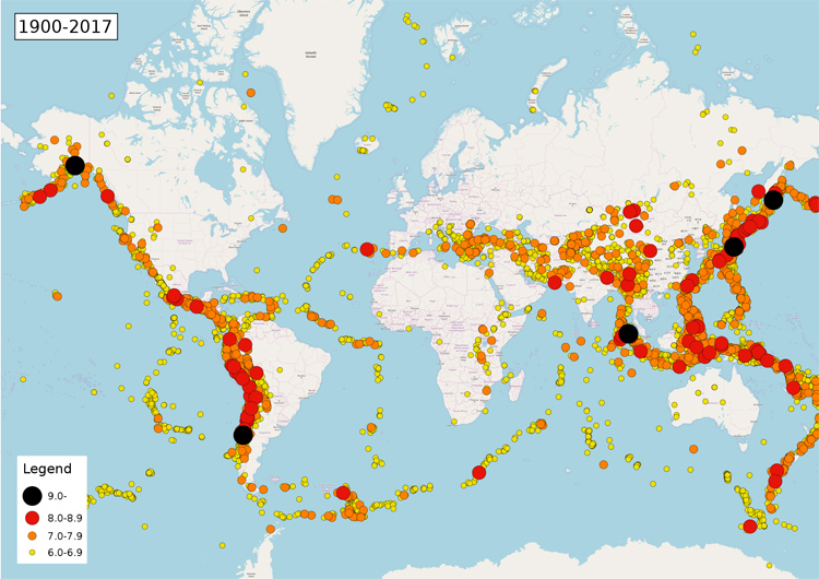 Earthquake map: 80 percent of the energy released in earthquakes originates in the Circum-Pacific Belt | Illustration: Creative Commons