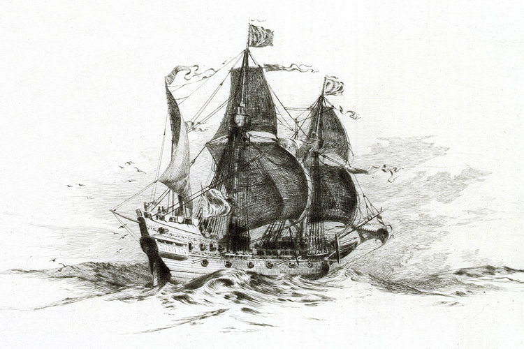 Golden Hind: the galleon in which Francis Drake circumnavigated the globe in 1577-1580 | Illustration: Royal Museums Greenwich