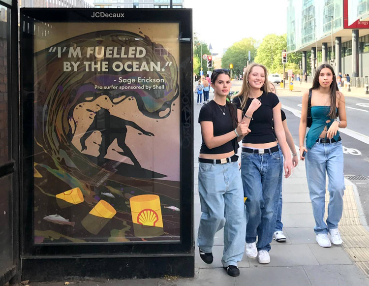 I'm Fueled by the Ocean: the Sage Erickson protest reached the streets of London, Manchester, and Bristol | Photo: Brandalism