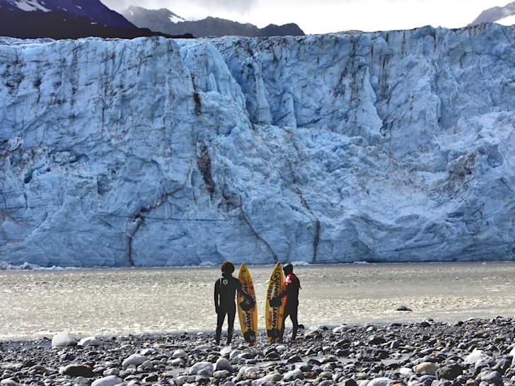 Kealii Mamala and Garrett McNamara: partners in glacier surfing | Photo: The Glacier Project