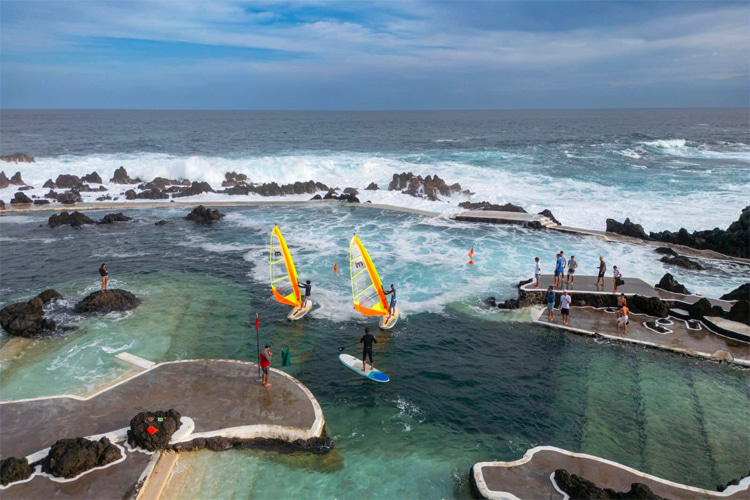 III Grande Prémio de Windsurf de Porto Moniz: a sailboard match race in a Madeira natural pool | Photo: Pedro Vasconcelos