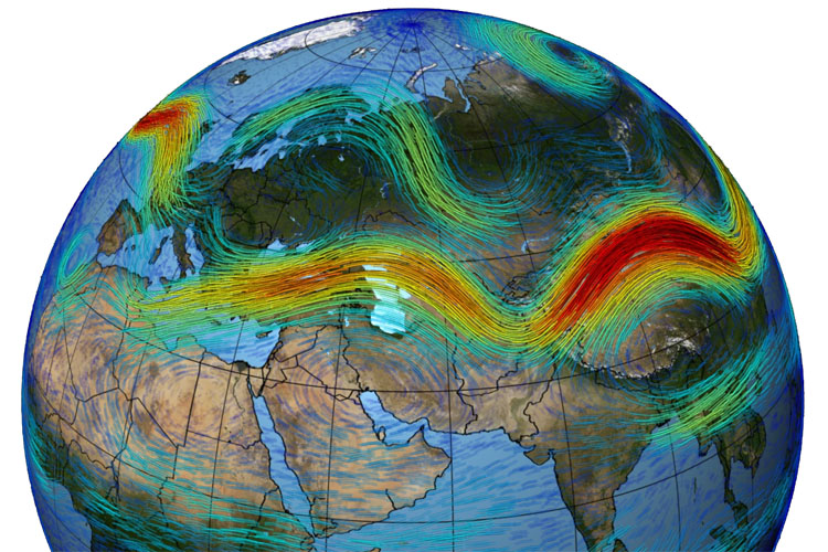 The Jest Stream: a fast, powerful wind that moves from the west to the east