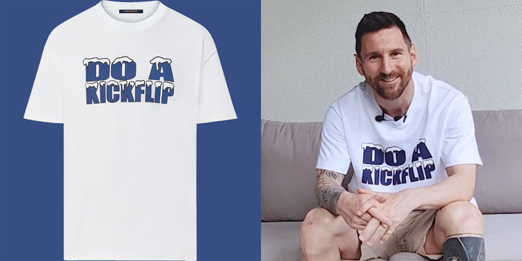 Lionel Messi: the Argentinian footballer wore the Louis Vuitton 'Do a Kickflip' t-shirt designed by Virgil Abloh