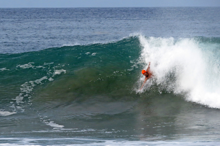 2020 Bodysurfing Playa Zicatela Puerto Escondido: Luca Cardoso drops into a beautiful right-hand wave at Playa Zicatela | Photo: JP Murphy