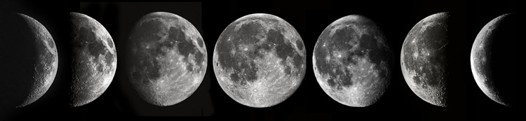 Lunar cycle: there are four main moon phases and four intermediate moon phases | Photo: Shutterstock