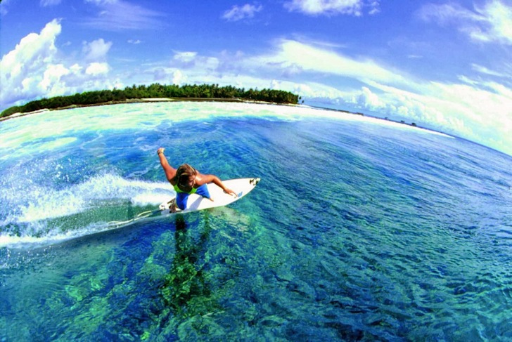 Maldives: the atolls feature many perfect surf spots