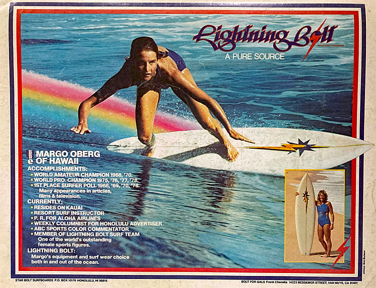 Margo Oberg: riding for Lightning Bolt in the mid-1970s