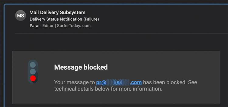 Message blocked: a surf brand that is not interested in spreading their word out