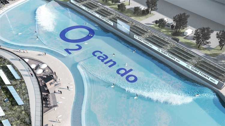 O2 SurfTown MUC: the wave pool features four different surf zones, each allowing a maximum of 16 surfers simultaneously | Photo: SurfTown MUC