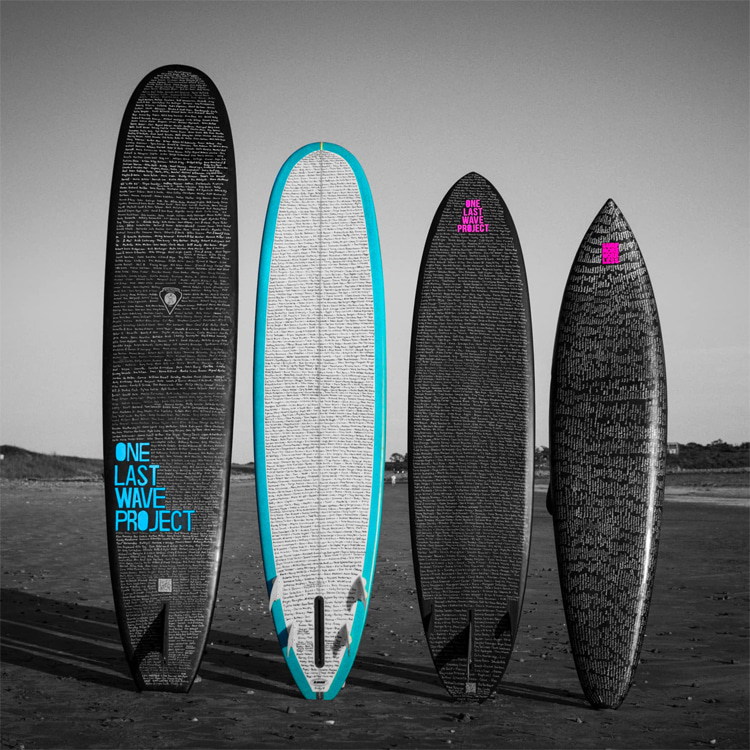One Last Wave Project: each surfboard has around 2,000 names engraved on deck and bottom | Photo: OLWP
