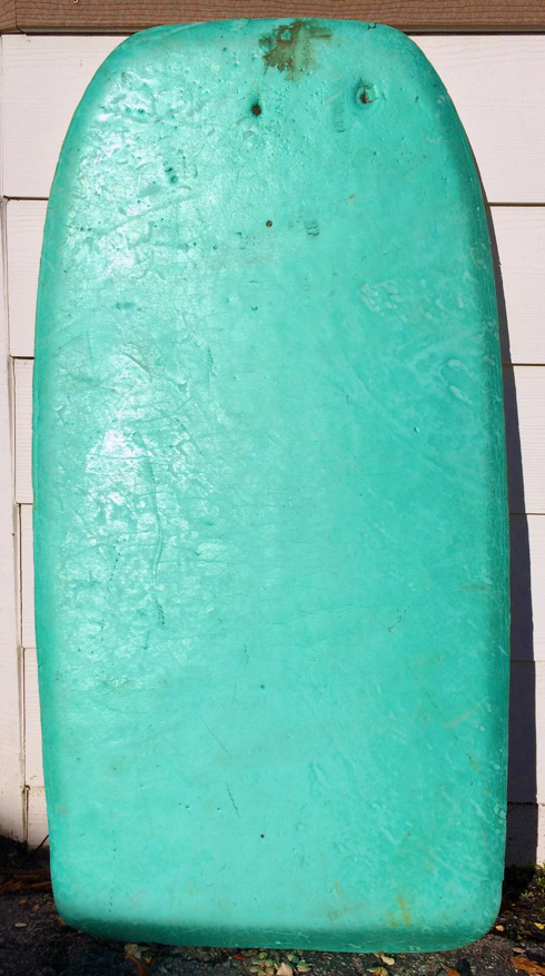 1972 Morey Boogie: the board measures about 47'' long, 25'' wide, 2.25'' thick, and 3.75 lbs | Photo: Laura Hardwick