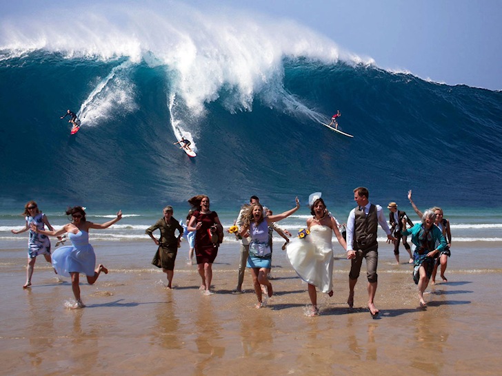 Tsunami: this wedding is being threatened by big wave surfers