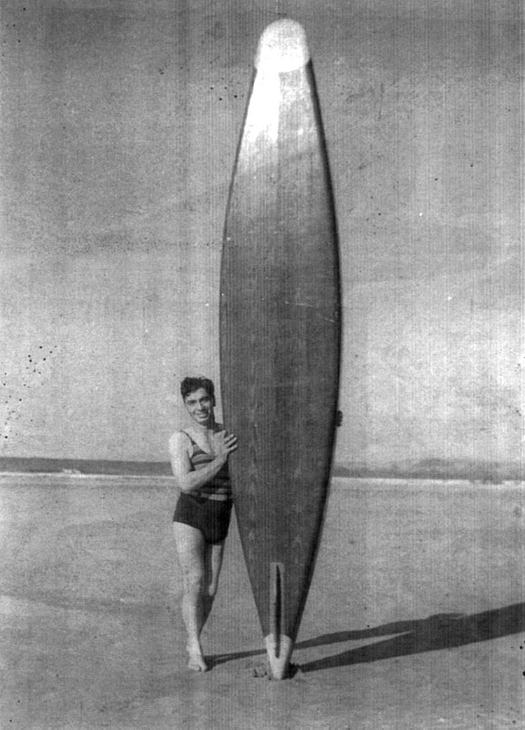 Pip Staffieri (circa 1939): one of the Fistral Beach surfing pioneers