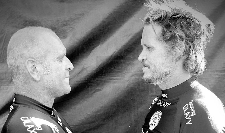 Brad Gerlach and Martin Potter: fists were purposely hidden | Photo: ASP
