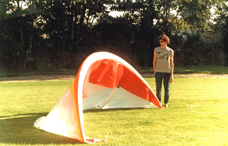 Kitesurfing in 1986: the Legaignoux brothers' third kite model had a double skin