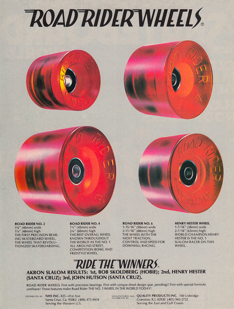 Road Rider Wheels: the world's first urethane skateboarding wheels featuring precision ball bearings