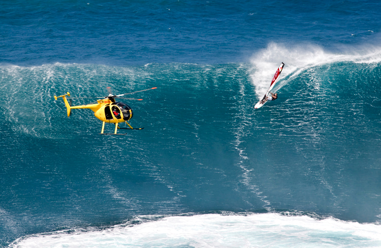 Robby Naish: one of the few big wave windsurfers to ride Jaws/Peahi, in Maui, Hawaii | Photo: Red Bull