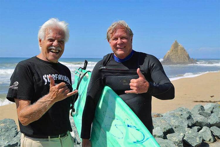 Robert Caughlan and Mark Massara: celebrating another Surfrider victory at Martin's Beach | Photo: Caughlan Archive