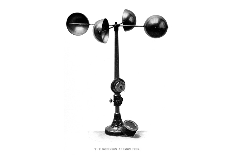 Hemispherical cup anemometer: developed by Irish researcher John Thomas Romney Robinson in the 1840s | Photo: Creative Commons